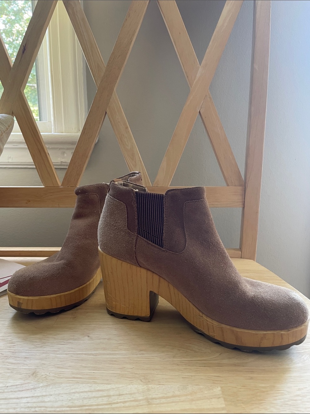 Wedge Platform Booties - Tan